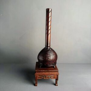 Handwoven Bamboo Incense Burner - Traditional Chinese Aged Finish