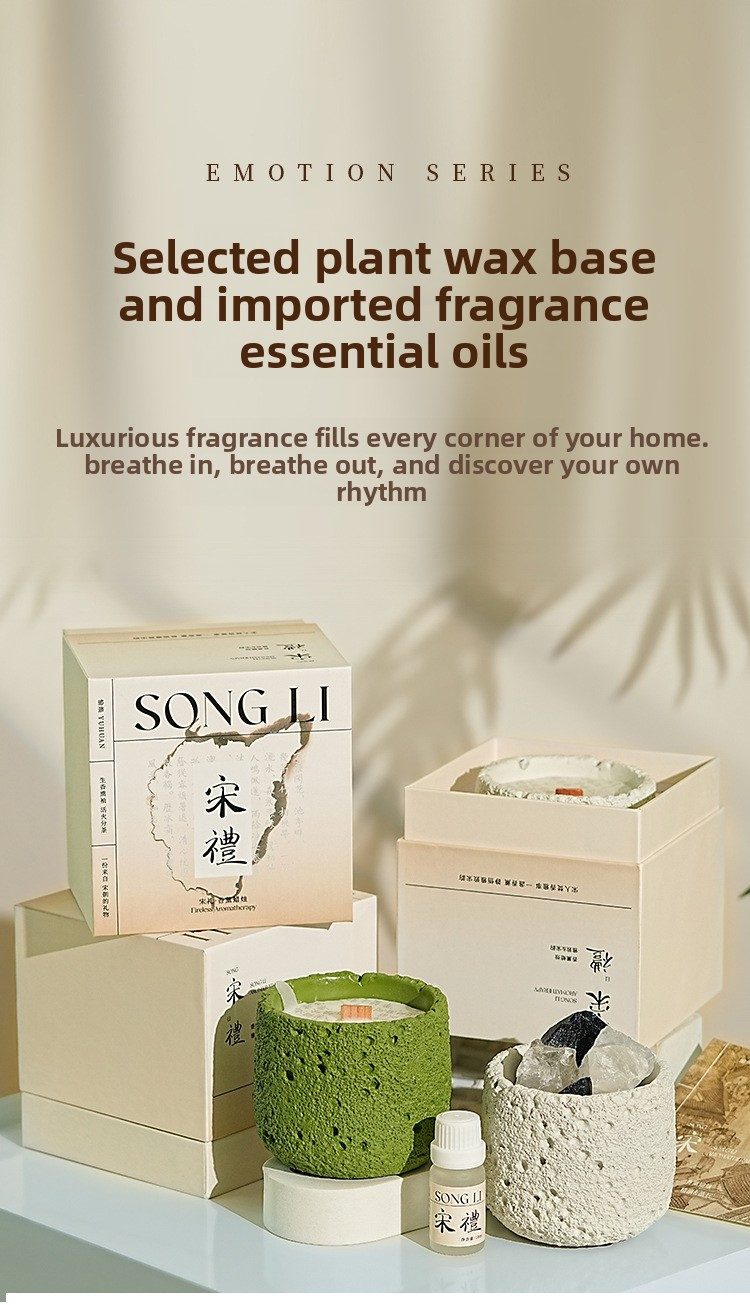 SONG LI Aromatherapy Candle Green Fragrance - All Seasons Zen Tea, Dew Moss, Freesia, Hilton, Morning Dew Rose