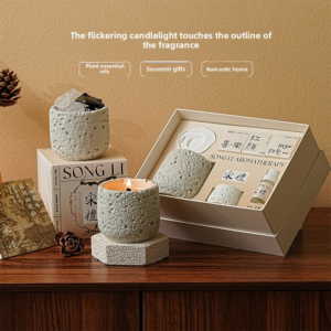 SONG LI Emotion Series Stone-Texture Aromatherapy Candle Gift Set with Essential Oil – 10 Scents, 200g, 45-Hour Burn - Incense Gift Sets