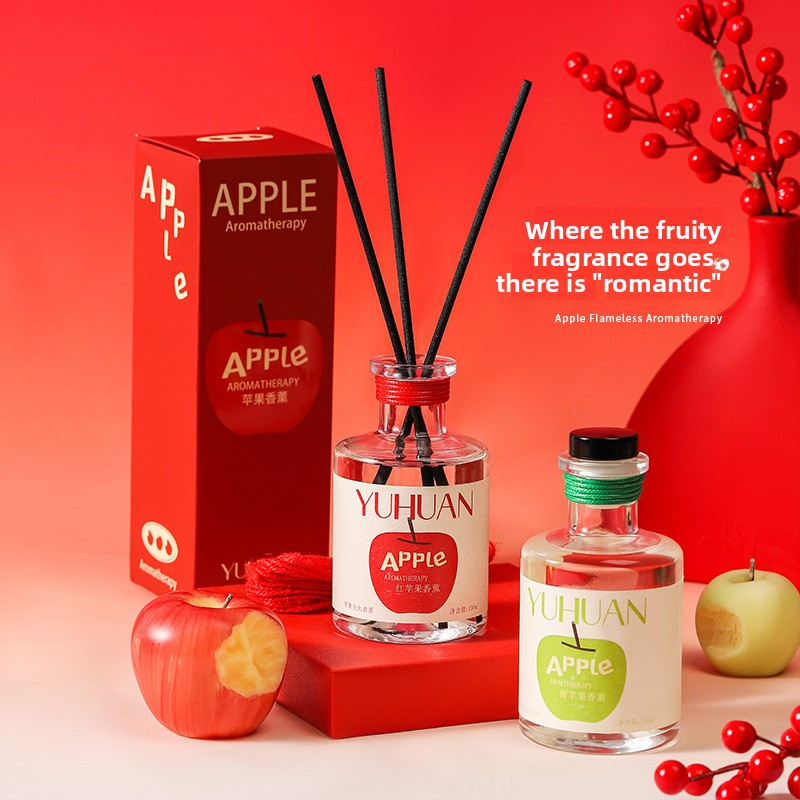 YUHUAN Apple Series Flameless Reed Diffuser – 150ml, 120-180 Days, 3 Apple Scents - Detail View