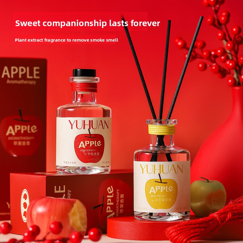 YUHUAN Apple Series Flameless Reed Diffuser – 150ml, 120-180 Days, 3 Apple Scents - Size Reference