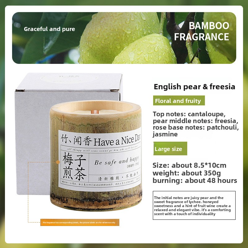 Bamboo Peace Aromatherapy Candle – Handcrafted Soy Wax in Natural Bamboo Tube - Packaging