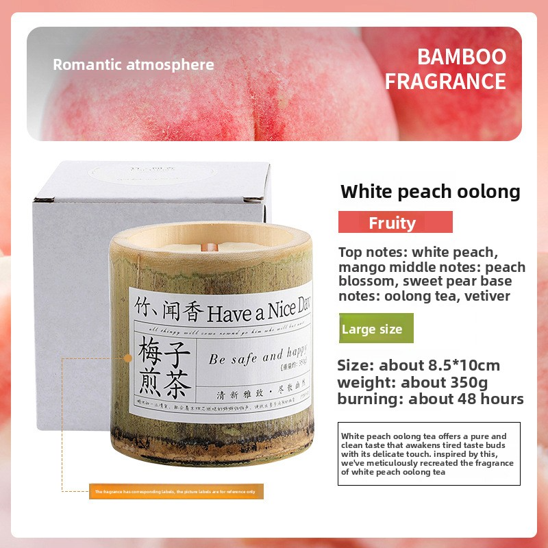 Bamboo Peace Aromatherapy Candle – Handcrafted Soy Wax in Natural Bamboo Tube - Top View