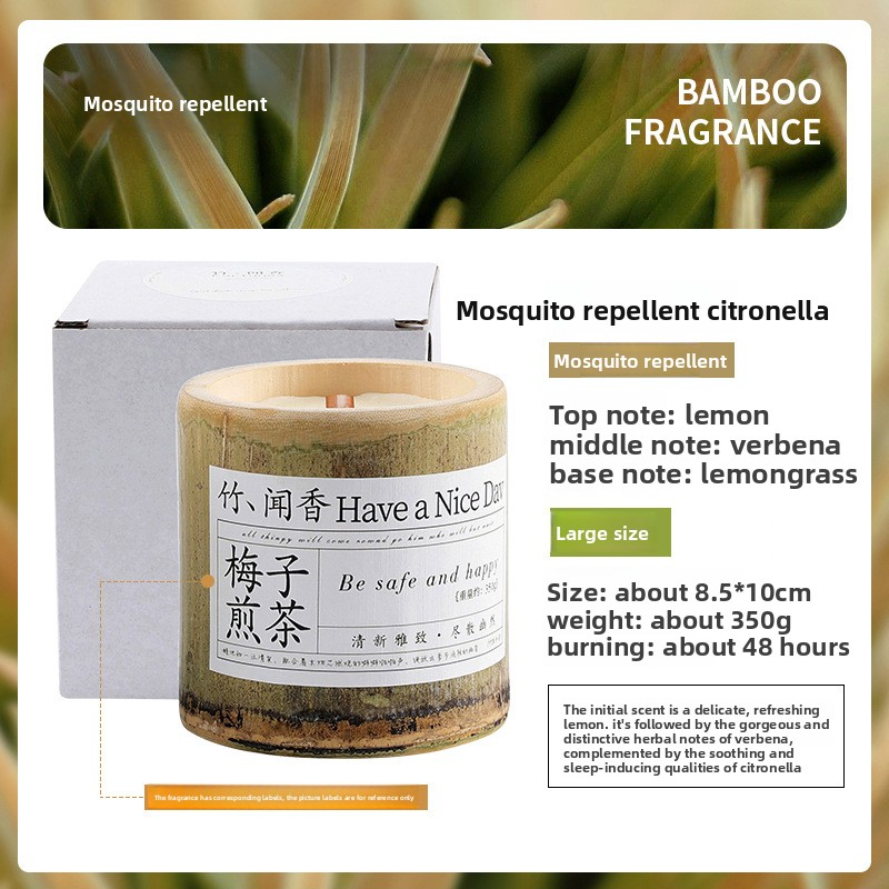 Bamboo Peace Aromatherapy Candle – Handcrafted Soy Wax in Natural Bamboo Tube - Product Set