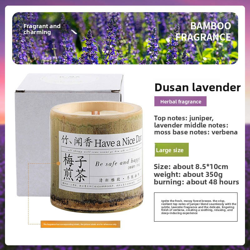 Bamboo Peace Aromatherapy Candle – Handcrafted Soy Wax in Natural Bamboo Tube - Alternative View