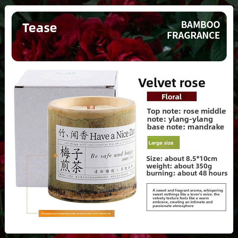 Bamboo Peace Aromatherapy Candle – Handcrafted Soy Wax in Natural Bamboo Tube - Scale