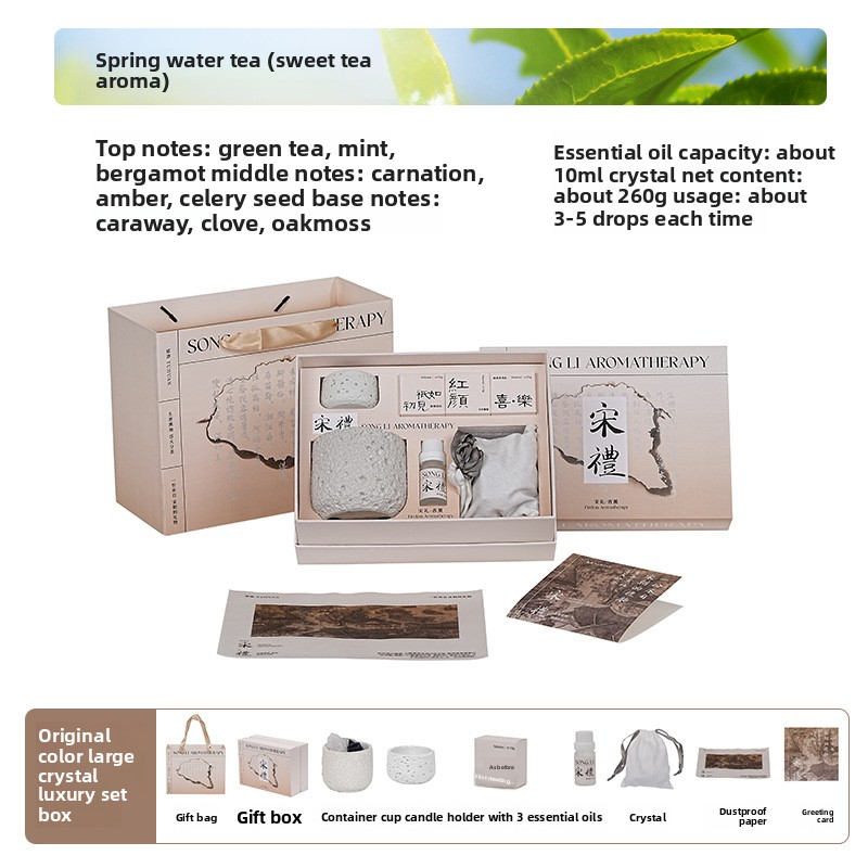 SONG LI Diffuser Stone Aromatherapy Crystal Gift Box – Flameless Home Fragrance, 10 Scents, 120-180 Days - Close-up