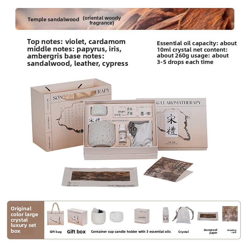 SONG LI Diffuser Stone Aromatherapy Crystal Gift Box – Flameless Home Fragrance, 10 Scents, 120-180 Days - Set / Collection