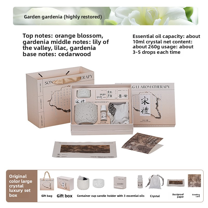 SONG LI Diffuser Stone Aromatherapy Crystal Gift Box – Flameless Home Fragrance, 10 Scents, 120-180 Days - Packaging