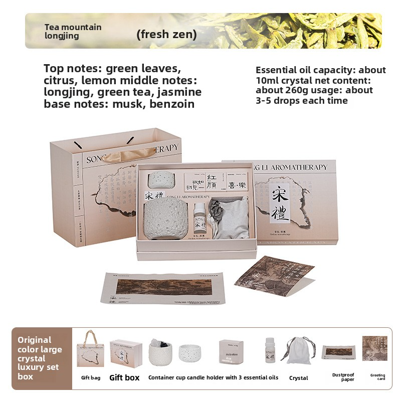 SONG LI Diffuser Stone Aromatherapy Crystal Gift Box – Flameless Home Fragrance, 10 Scents, 120-180 Days - Side View