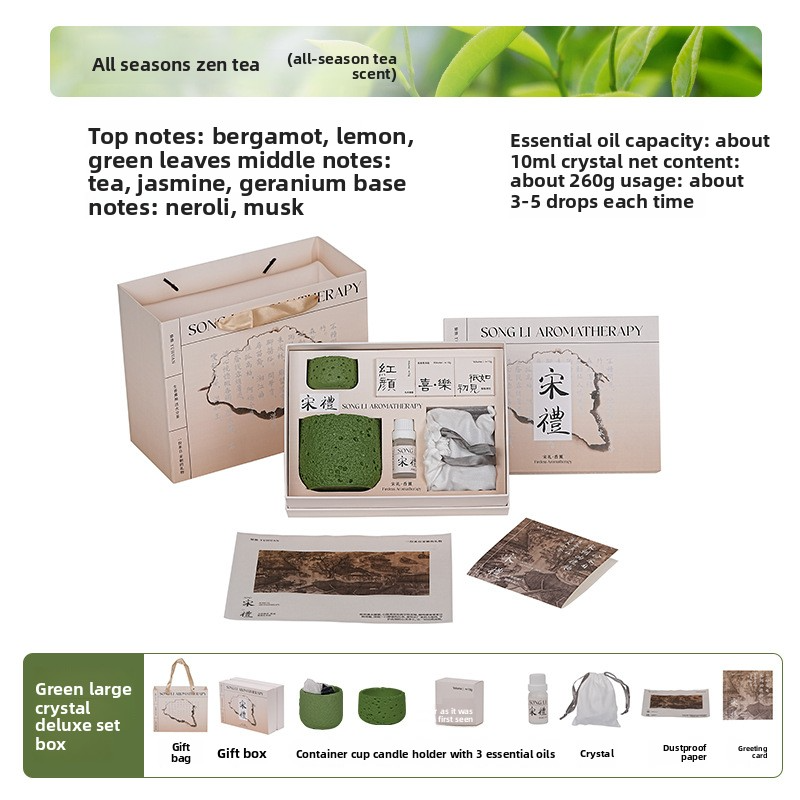 SONG LI Diffuser Stone Aromatherapy Crystal Gift Box – Flameless Home Fragrance, 10 Scents, 120-180 Days - Top View
