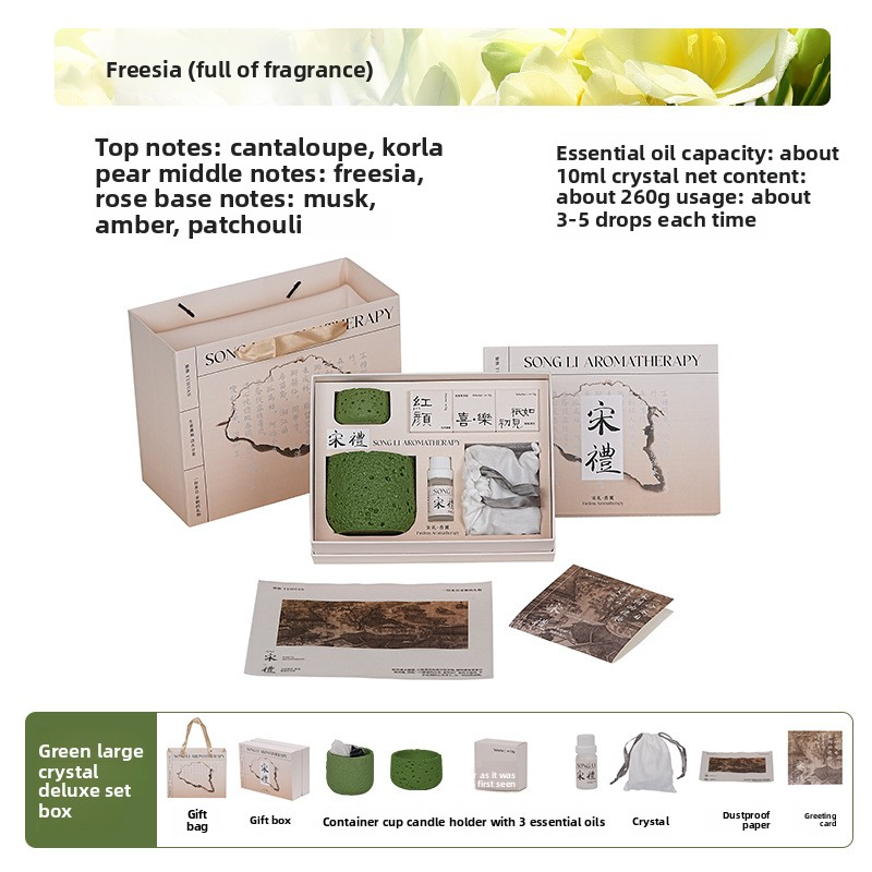 SONG LI Diffuser Stone Aromatherapy Crystal Gift Box – Flameless Home Fragrance, 10 Scents, 120-180 Days - Product Set