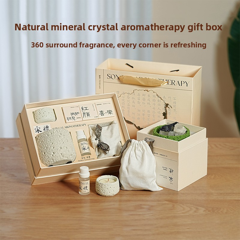 SONG LI Diffuser Stone Aromatherapy Crystal Gift Box – Flameless Home Fragrance, 10 Scents, 120-180 Days - Lifestyle Scene