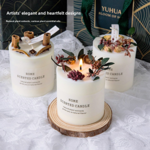 YUHUAN Forest Floral Aromatherapy Candle – Handcrafted Soy Wax with Dried Flowers, 4 Styles - Herbal Wellness Incense