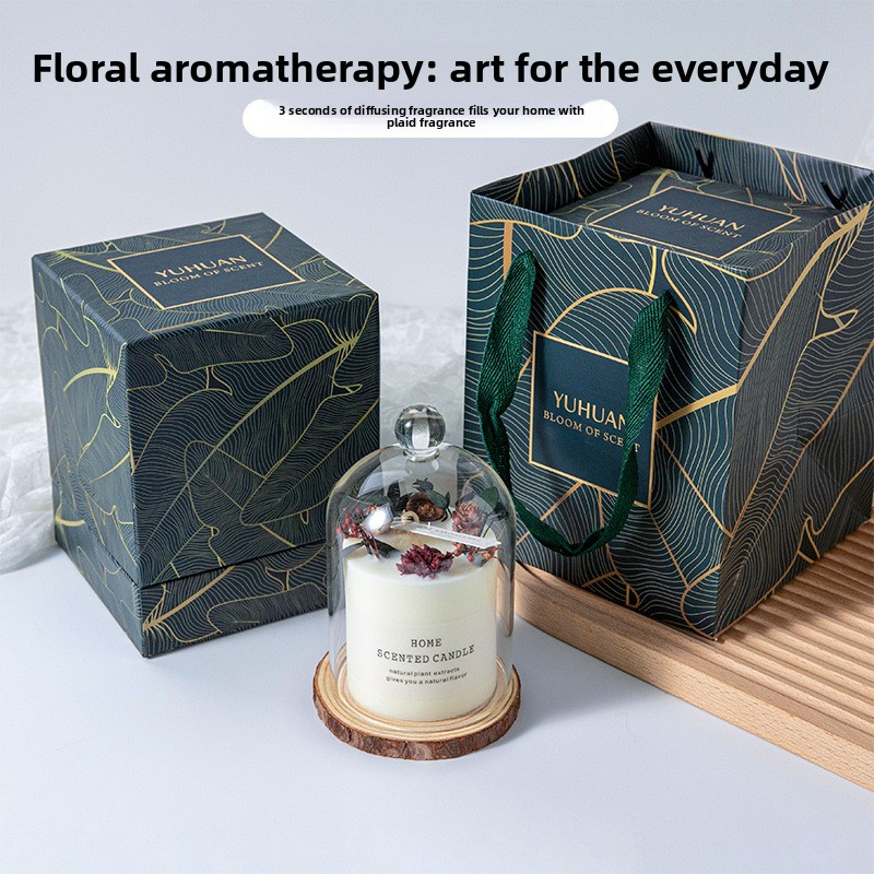 YUHUAN Forest Floral Aromatherapy Candle – Handcrafted Soy Wax with Dried Flowers, 4 Styles - Detail View