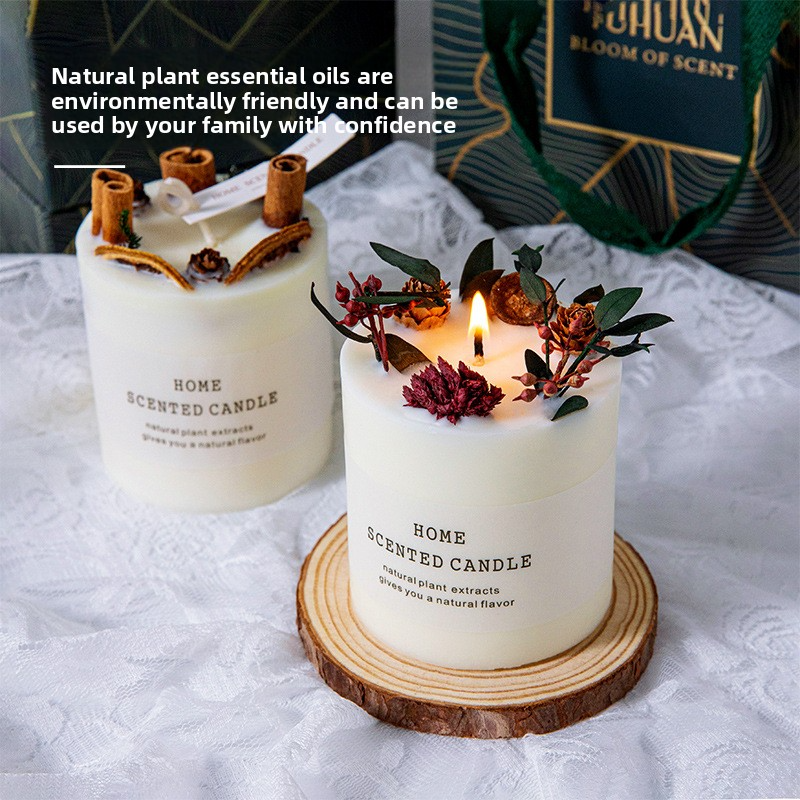 YUHUAN Forest Floral Aromatherapy Candle – Handcrafted Soy Wax with Dried Flowers, 4 Styles - Size Reference