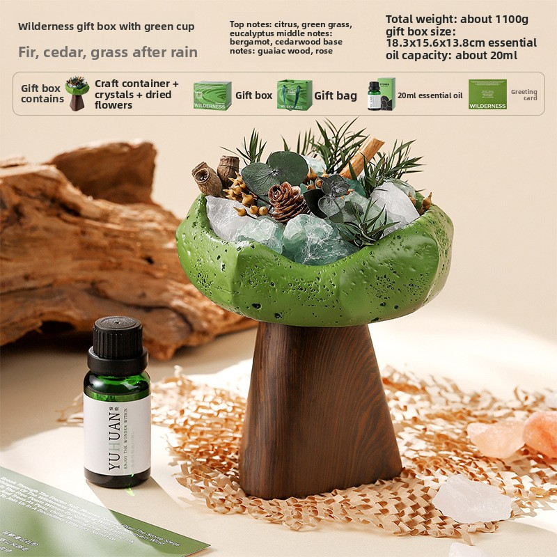YUHUAN Wilderness Secret Realm Diffuser Stone Gift Box – Flameless Aromatherapy Crystal, 8 Scents, 3 Cup Colors - Top View