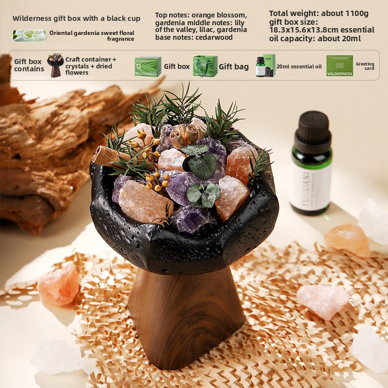 YUHUAN Wilderness Secret Realm Diffuser Stone Gift Box – Flameless Aromatherapy Crystal, 8 Scents, 3 Cup Colors - Context