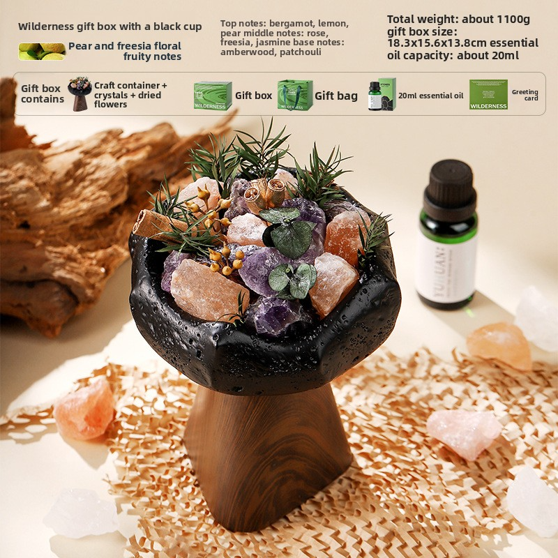 YUHUAN Wilderness Secret Realm Diffuser Stone Gift Box – Flameless Aromatherapy Crystal, 8 Scents, 3 Cup Colors - Alternative View
