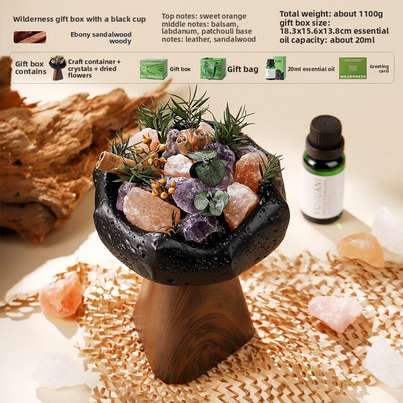 YUHUAN Wilderness Secret Realm Diffuser Stone Gift Box – Flameless Aromatherapy Crystal, 8 Scents, 3 Cup Colors - On Display