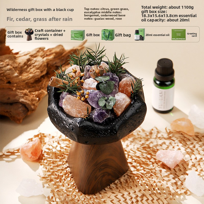 YUHUAN Wilderness Secret Realm Diffuser Stone Gift Box – Flameless Aromatherapy Crystal, 8 Scents, 3 Cup Colors - In Box