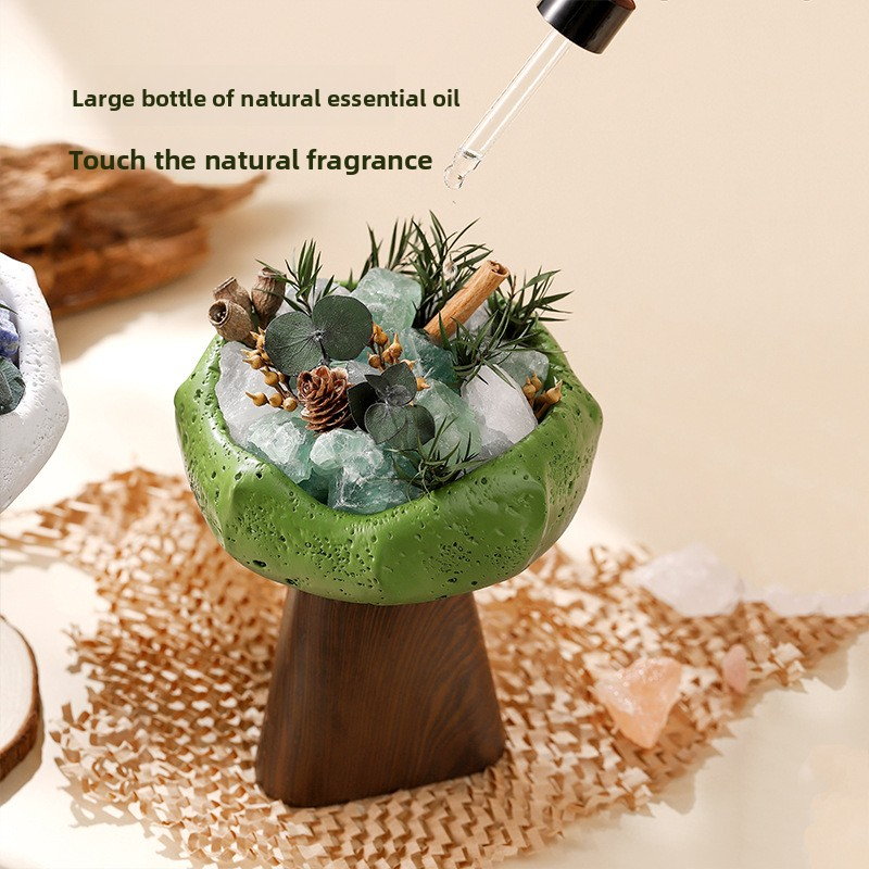 YUHUAN Wilderness Secret Realm Diffuser Stone Gift Box – Flameless Aromatherapy Crystal, 8 Scents, 3 Cup Colors - Size Reference