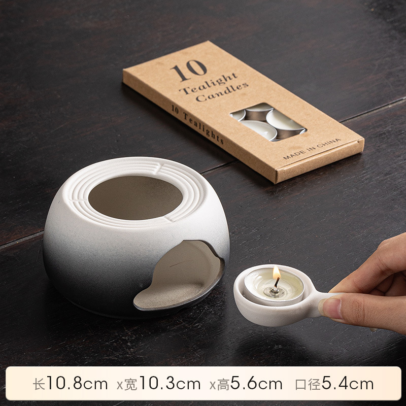 Traditional Ceramic Candle-Heated Tea Roaster - Tea Aroma Enhancer - Side View