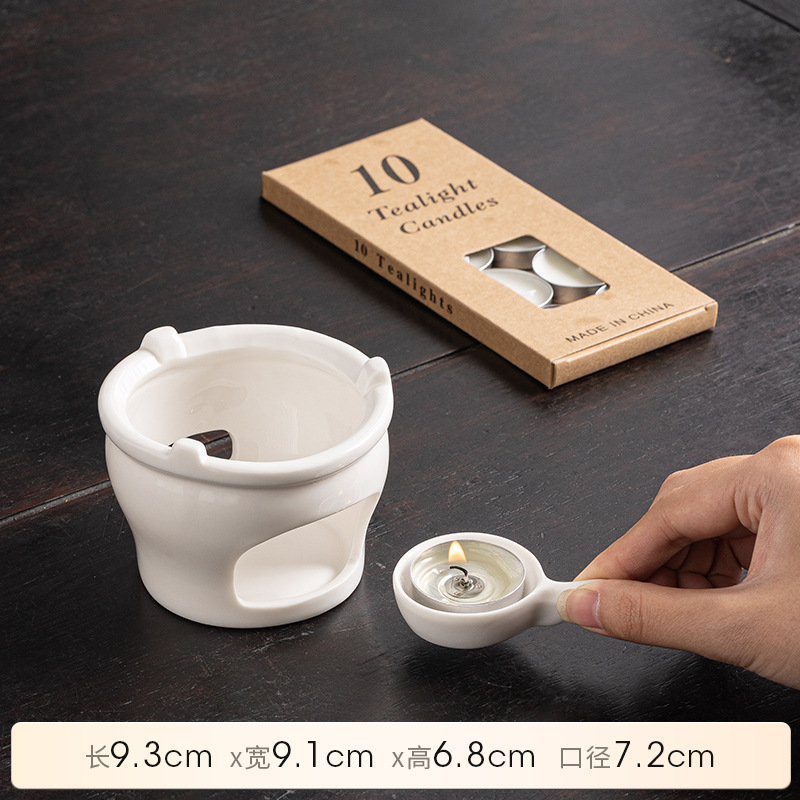 Traditional Ceramic Candle-Heated Tea Roaster - Tea Aroma Enhancer - Back View