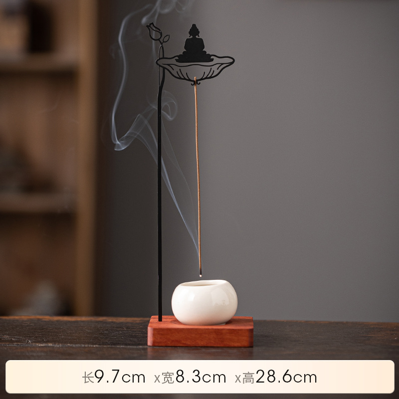 Zen Buddha Hanging Incense Holder - Chinese Style Iron Art Home Decor - Detail View