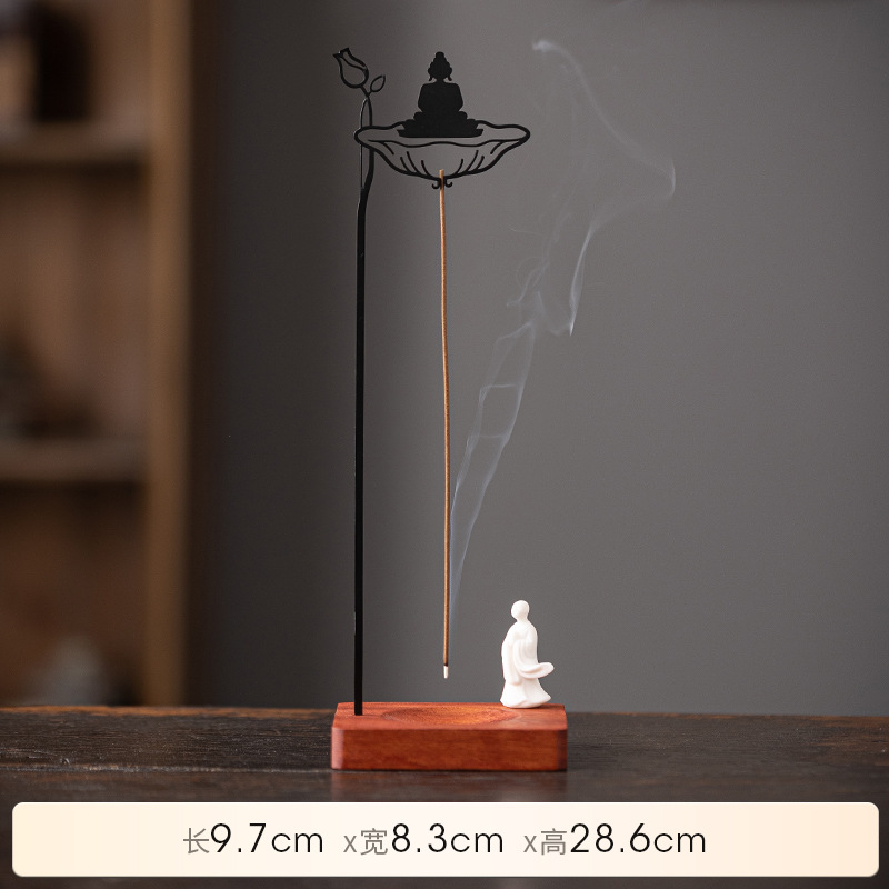 Zen Buddha Hanging Incense Holder - Chinese Style Iron Art Home Decor - Lifestyle Scene