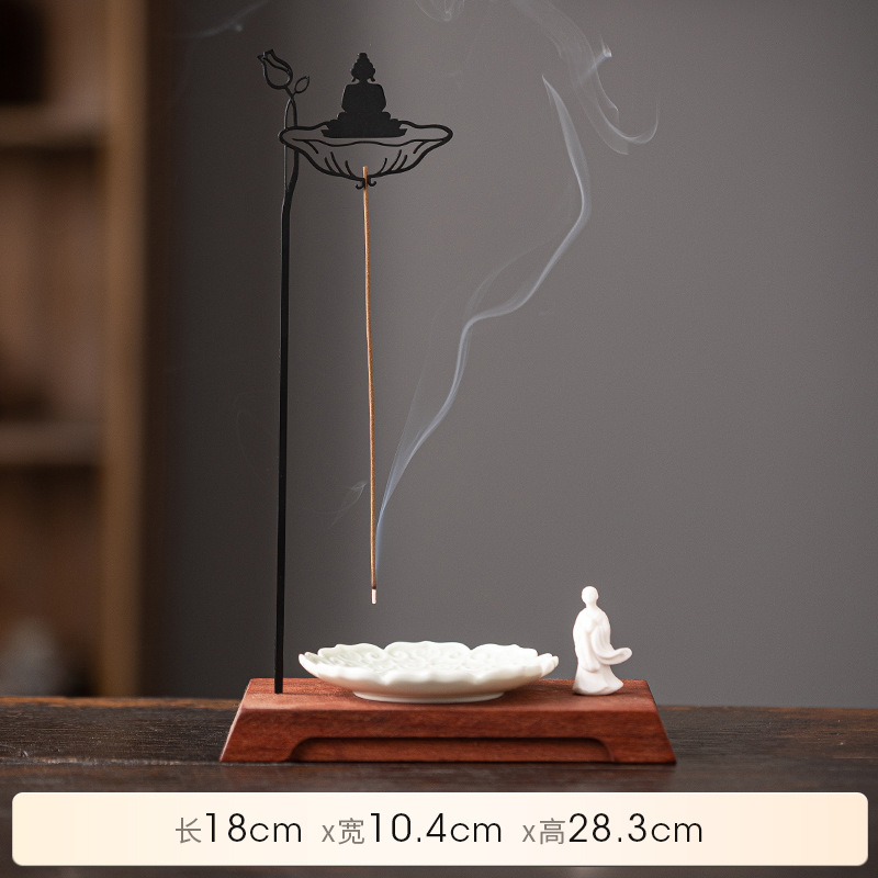 Zen Buddha Hanging Incense Holder - Chinese Style Iron Art Home Decor - In Use