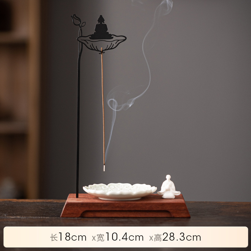 Zen Buddha Hanging Incense Holder - Chinese Style Iron Art Home Decor - Close-up