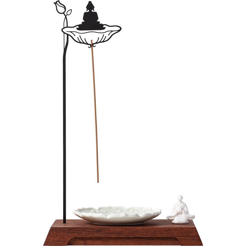 Zen Buddha Hanging Incense Holder - Chinese Style Iron Art Home Decor - Back View