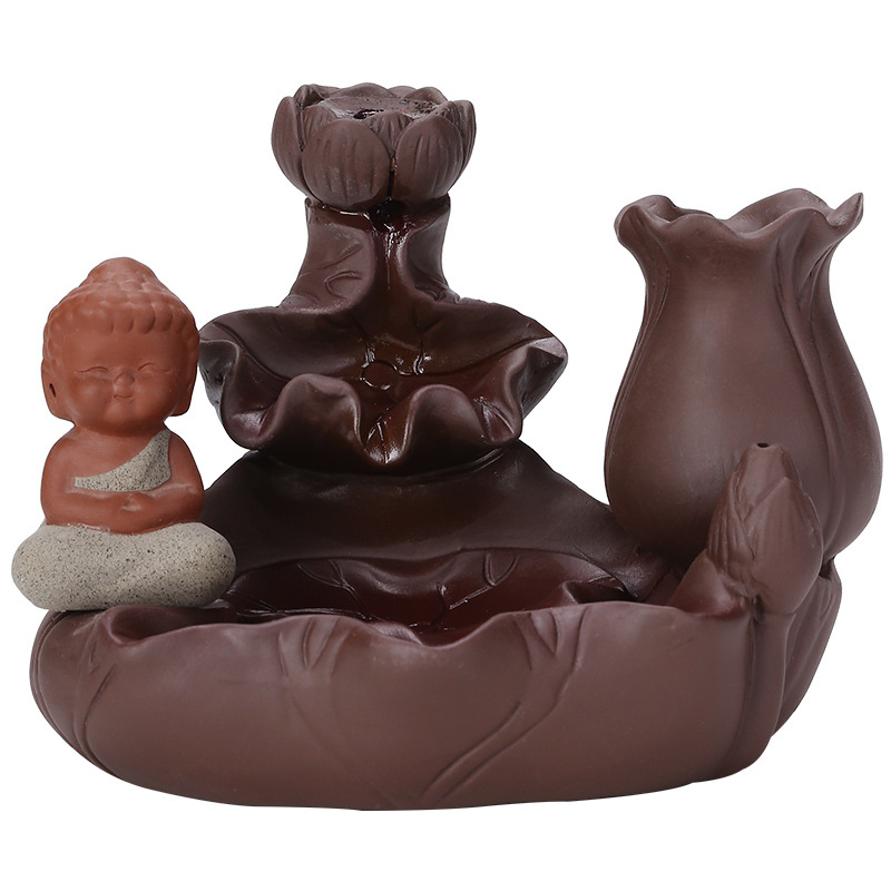 Zen Tathagata Purple Clay Backflow Incense Burner - Size Reference