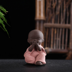 Four No's Mini Monk Figurine - Zen Home Decor - Ceramic Incense Burner