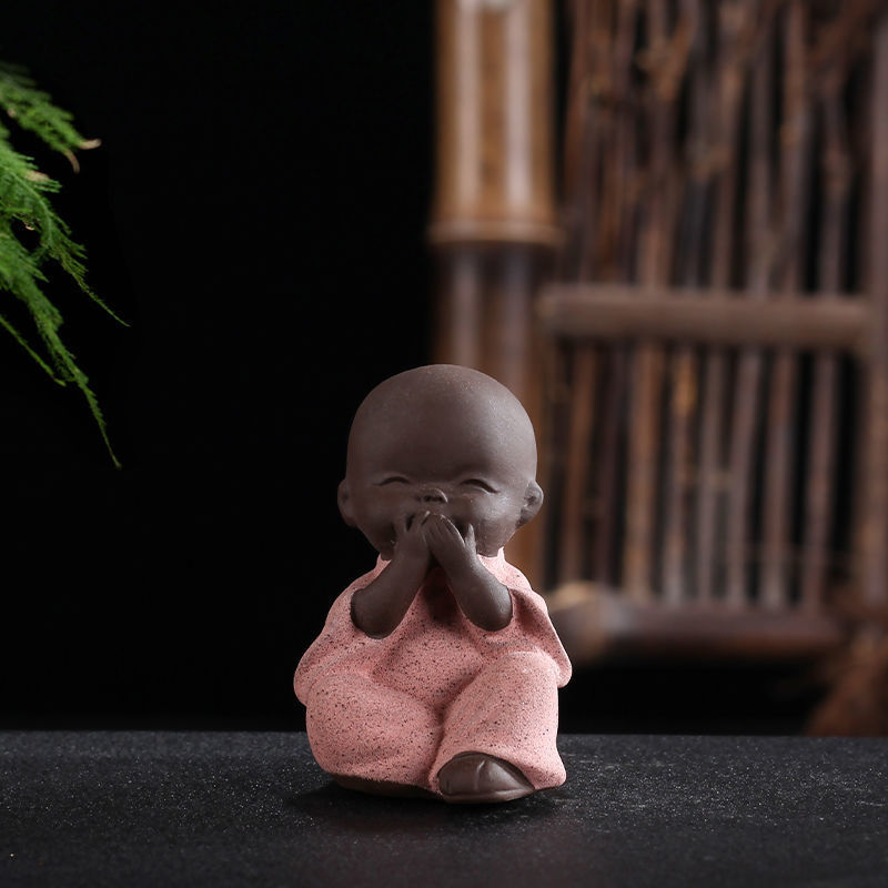 Four No's Mini Monk Figurine - Zen Home Decor - Ceramic Incense Burner