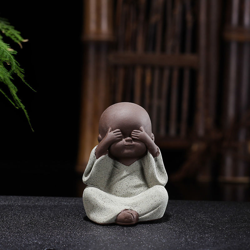 Four No's Mini Monk Figurine - Zen Home Decor - Lifestyle Scene