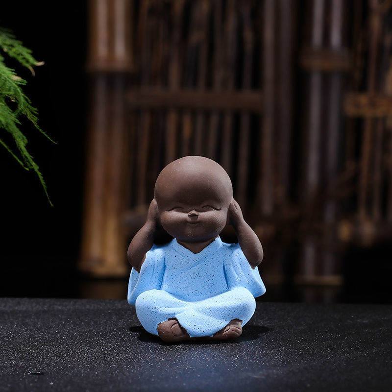 Four No's Mini Monk Figurine - Zen Home Decor - Size Reference