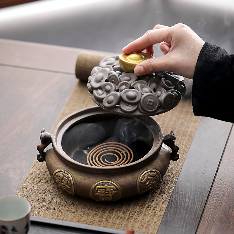Jubaopen Treasure Bowl Ceramic Incense Burner - Size Reference