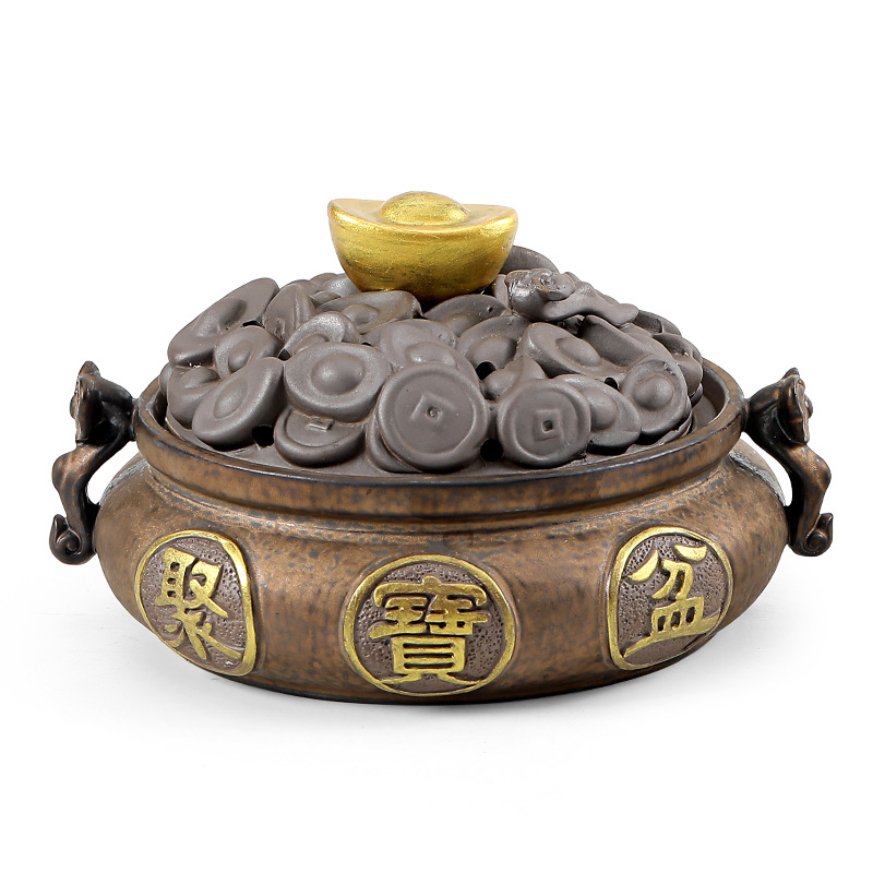 Jubaopen Treasure Bowl Ceramic Incense Burner - In Use