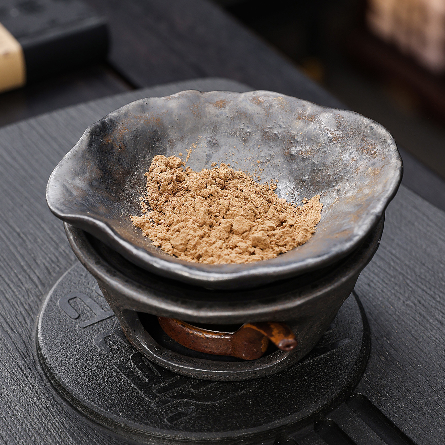 Japanese Handmade Ceramic Roasting Incense Burner & Tea Warmer - Size Reference