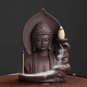 Original Purple Clay Backflow Incense Burner - Tathagata Buddha - Backflow Incense Burners