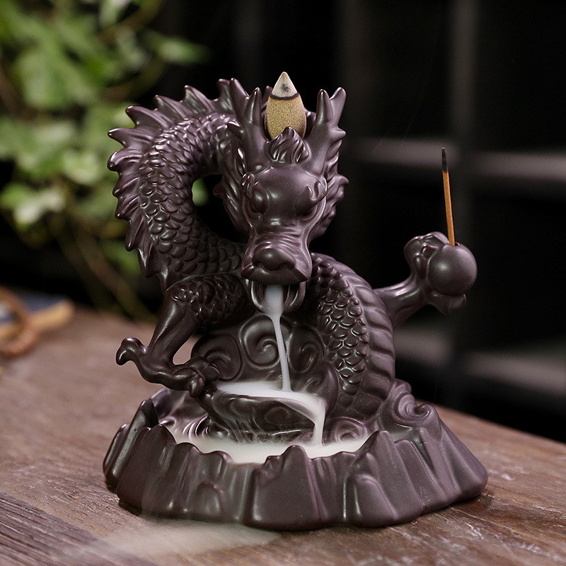 Creative Ceramic Backflow Incense Burner Set - Detail View