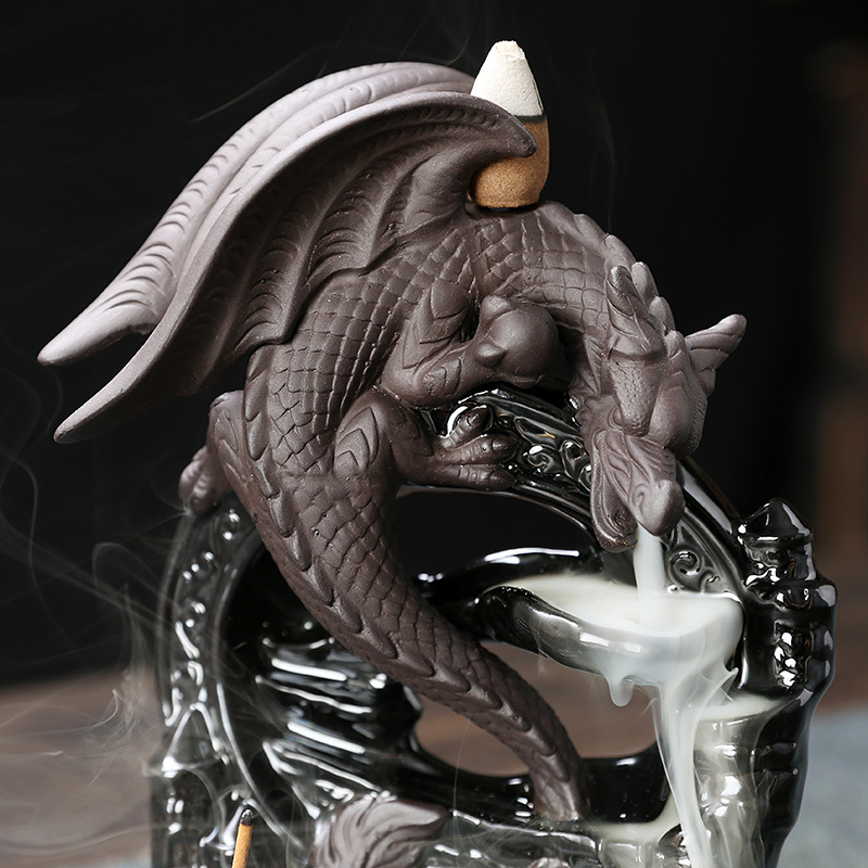 European Dragon Waterfall Backflow Incense Burner - Lifestyle Scene