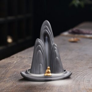 Original Purple Clay Mountain Stream Little Monk Backflow Incense Burner - Backflow Incense Burners