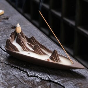 Cross-border Purple Clay Backflow Incense Burner - Fisherman & Landscape - Backflow Incense Burners