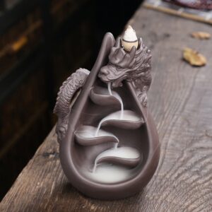 Purple Clay Chinese Dragon Backflow Incense Burner - Water Drop Dragon - Backflow Incense Burners