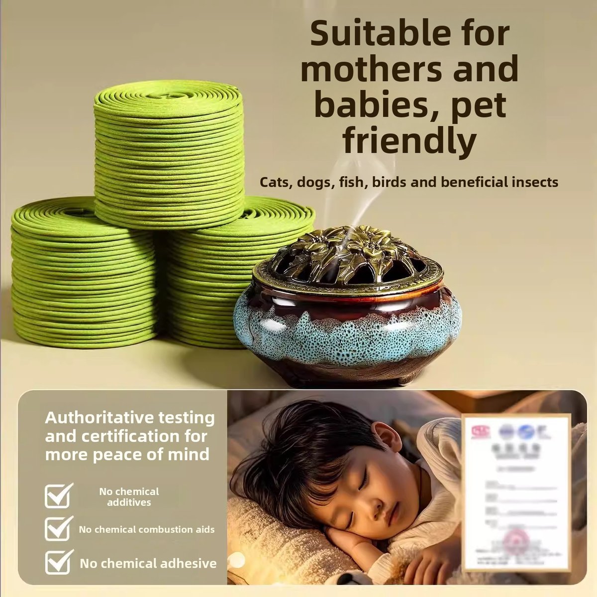 Natural Citronella Mosquito-Repelling Coil Incense - 3 Scents - Coil Incense
