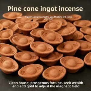 Pine Cone Ingot Incense Cones - Auspicious Wealth & Energy Cleansing - Sandalwood Incense