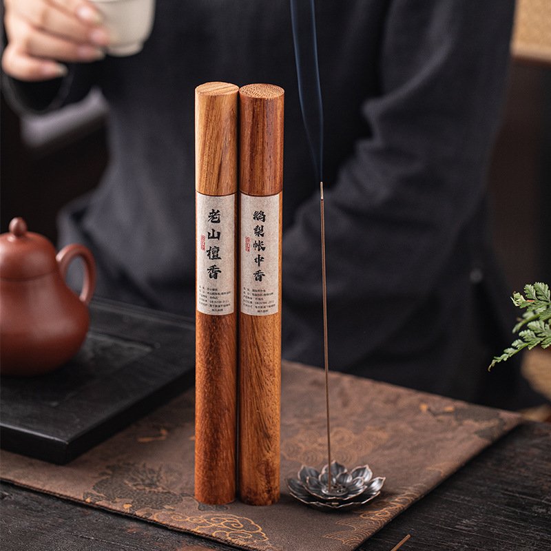 Natural Wood-Tube Incense Sticks - 8 Scents, Rosewood Tube - Size Reference